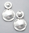 Jones New York Earrings, Hammered Silver-Tone Double Circle Clip on Dangle Earrings