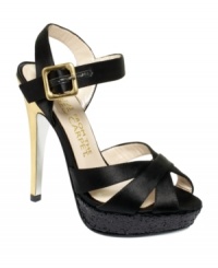 Sophisticated with just a hint of sheen. E! Live From the Red Carpet's E0040 evening sandals feature a strappy vamp and an adjustable ankle strap. Sophisticated with just a hint of sheen. E! Live From the Red Carpet's E0040 evening sandals feature a strappy vamp and an adjustable ankle strap.