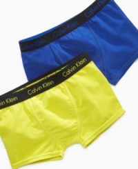 He can jump-start his day with a zap with this 2-pack of comfy boxer briefs from Calvin Klein. He can jump-start his day with a zap with this 2-pack of comfy boxer briefs from Calvin Klein.