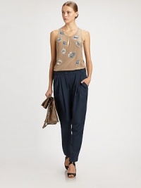 Master effortless sophistication in these draped silk pants with a comfortable elastic waistband and front pleats that create a tapered effect. Elastic waistbandSlash pocketsSingle back besom pocketRise, about 12Inseam, about 29SilkDry cleanImportedModel shown is 5'10 (177cm) wearing US size 4. Master effortless sophistication in these draped silk pants with a comfortable elastic waistband and front pleats that create a tapered effect. Elastic waistbandSlash pocketsSingle back besom pocketRise, about 12Inseam, about 29SilkDry cleanImportedModel shown is 5'10 (177cm) wearing US size 4.