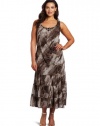 Jessica Howard Women's Plus-Size Exotic Maxi Dress, Brown, 14W