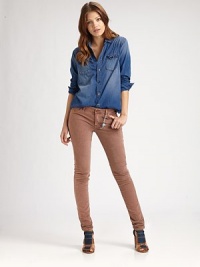 Color-rich stretch denim hugs your body like a glove in this sleek, legging-like style.Button-front waistBelt loopsZip-flyFive pocket styleRise, about 8Inseam, about 3298% cotton/2% spandexMachine washImportedModel shown is 5'8½ (174cm) wearing US size 4. Color-rich stretch denim hugs your body like a glove in this sleek, legging-like style.Button-front waistBelt loopsZip-flyFive pocket styleRise, about 8Inseam, about 3298% cotton/2% spandexMachine washImportedModel shown is 5'8½ (174cm) wearing US size 4.