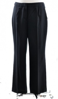 Jones New York Jet Black Fixed Waist Straight Leg Trouser Pant 22W