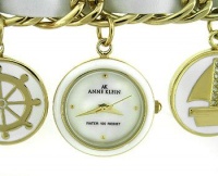 Anne Klein Women's 109384CHRM Gold-Tone White Enamel Accented Nautical Bracelet Watch Anne Klein Women's 109384CHRM Gold-Tone White Enamel Accented Nautical Bracelet Watch