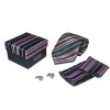 Mens La Cravatta Mens Necktie Set in MATCHING GIFT BOX: 100% Microfiber Neck Tie with Cufflinks and Handkerchief (Size:00)