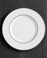 Express the best of taste at the table. Lustrous banded details add a crisp, clean finish to the white china accent plate. Express the best of taste at the table. Lustrous banded details add a crisp, clean finish to the white china accent plate.