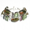 Muti Gemstone Russian Unakite Gemstone Silver Bracelet