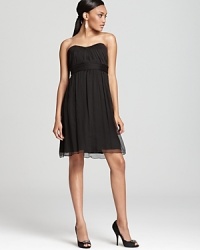 Delicate silk chiffon takes on a crinkled texture and a classic sweetheart silhouette. From Amsale. Delicate silk chiffon takes on a crinkled texture and a classic sweetheart silhouette. From Amsale.