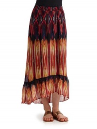 THE LOOKEthnic printElastic waistbandFlowy silhouetteTHE FITAbout 36 longTHE MATERIALViscoseFully linedCARE & ORIGINDry cleanImportedModel shown is 5'10½ (179cm) wearing US size Small. THE LOOKEthnic printElastic waistbandFlowy silhouetteTHE FITAbout 36 longTHE MATERIALViscoseFully linedCARE & ORIGINDry cleanImportedModel shown is 5'10½ (179cm) wearing US size Small.