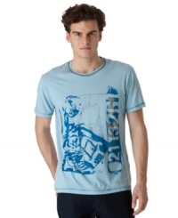 Throw this graphic t-shirt from Calvin Klein Jeans on over a pair of your favorite denim for a downtown look. Throw this graphic t-shirt from Calvin Klein Jeans on over a pair of your favorite denim for a downtown look.