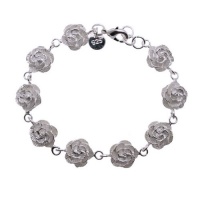 Rose Charms Sterling Silver Plated Chain Bracelet 7.5 Rose Charms Sterling Silver Plated Chain Bracelet 7.5