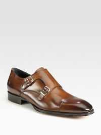 EXCLUSIVELY AT SAKS. A dress wardrobe essential crafted in rich Italian leather with a classic captoe and double monk strap for a handsome finish.Leather upperLeather liningPadded insoleRubber soleMade in ItalyOUR FIT MODEL RECOMMENDS ordering true size. EXCLUSIVELY AT SAKS. A dress wardrobe essential crafted in rich Italian leather with a classic captoe and double monk strap for a handsome finish.Leather upperLeather liningPadded insoleRubber soleMade in ItalyOUR FIT MODEL RECOMMENDS ordering true size.