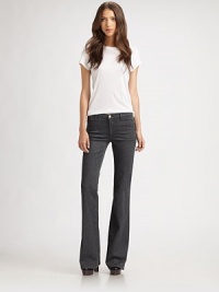 Play up '70s appeal with these stretchy, flare pants, styled with a comfortable mid rise and front besom pockets. THE FITMedium rise, about 8Inseam, about 36THE DETAILSZip flyFront besom pocketsBack patch pockets98% cotton/2% polyurethaneMachine washImportedModel shown is 5'9 (175cm) wearing US size 4. Play up '70s appeal with these stretchy, flare pants, styled with a comfortable mid rise and front besom pockets. THE FITMedium rise, about 8Inseam, about 36THE DETAILSZip flyFront besom pocketsBack patch pockets98% cotton/2% polyurethaneMachine washImportedModel shown is 5'9 (175cm) wearing US size 4.