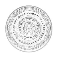 This clear glass plate has recently been reissued by the well-known Finnish design house Iittala. Designed in 1964 by Oiva Toikka, it features concentric circles of glass dewdrops for a look that's both lovely and dazzling. It's an excellent dish for hosting a special event. This clear glass plate has recently been reissued by the well-known Finnish design house Iittala. Designed in 1964 by Oiva Toikka, it features concentric circles of glass dewdrops for a look that's both lovely and dazzling. It's an excellent dish for hosting a special event.