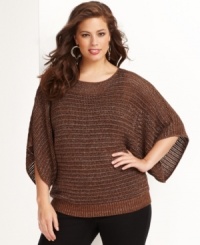 A sheer sweater makes a chic statement for fall, especially when layered! INC's metallic plus size version offers a lightweight but substantially stylish look. A sheer sweater makes a chic statement for fall, especially when layered! INC's metallic plus size version offers a lightweight but substantially stylish look.