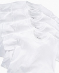 Great by themselves with jeans or worn under a dress shirt, these classic white tees from Champion are a must-have staple.