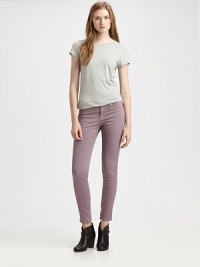 Work the trend in light-wash twill capris, styled with zippered cuffs and some serious stretch. THE FITHigh rise, about 8Inseam, about 27THE DETAILSZip flyFive-pocket styleZippered ankles96% cotton/4% polyurethaneMachine washMade in USA of imported fabricModel shown is 5'9 (175cm) wearing US size 2. Work the trend in light-wash twill capris, styled with zippered cuffs and some serious stretch. THE FITHigh rise, about 8Inseam, about 27THE DETAILSZip flyFive-pocket styleZippered ankles96% cotton/4% polyurethaneMachine washMade in USA of imported fabricModel shown is 5'9 (175cm) wearing US size 2.