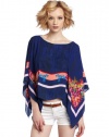 BCBGMAXAZRIA Women's Kei Scarf Print Poncho Top