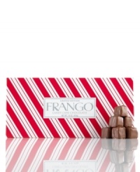 Stripe it rich. This little red box holds one pound of Frango's famous candy cane mint chocolate. A limited edition, they're sure to disappear before your eyes. Stripe it rich. This little red box holds one pound of Frango's famous candy cane mint chocolate. A limited edition, they're sure to disappear before your eyes.