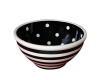 Terramoto Ceramic Polka Dots and Stripes 9-Inch Medium Mission Bowl, Black