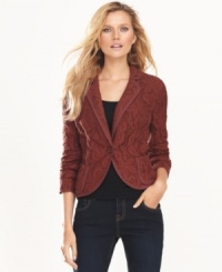 Designed to suit your feminine sense of style, this petite blazer from INC marries delicate lace with a classic, tailored fit. Designed to suit your feminine sense of style, this petite blazer from INC marries delicate lace with a classic, tailored fit.