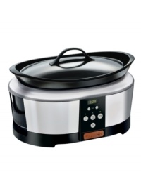 Experience the freedom and incredible convenience of a crock pot that lets you set cooking time anywhere from 30 minutes to 20 hours for meals cooked to perfection while you're out living life. Automatically warming your meal when cooking is over, this smart pot features a stainless steel finish and dishwasher-safe oval stoneware and lid for easy meals and an even easier clean up. 1-year warranty. Experience the freedom and incredible convenience of a crock pot that lets you set cooking time anywhere from 30 minutes to 20 hours for meals cooked to perfection while you're out living life. Automatically warming your meal when cooking is over, this smart pot features a stainless steel finish and dishwasher-safe oval stoneware and lid for easy meals and an even easier clean up. 1-year warranty.