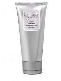 Laura Mercier Fresh Fig Hand Crème is a deep penetrating crème that leaves the skin velvety soft to ensure the healthiest and smoothest hands. The amazingly rich crème never leaves a greasy film on hands. Grape and Olive Oils soften and moisturize, while soy proteins rich in amino acids help in the repair process. The indulgent essence of fresh Celeste Figs mingle with dewy fruit bouquets of Apricot Nectar and sensuous Ylang-Ylang to create a rich, luxurious scent, unlike any other. 2 oz. Laura Mercier Fresh Fig Hand Crème is a deep penetrating crème that leaves the skin velvety soft to ensure the healthiest and smoothest hands. The amazingly rich crème never leaves a greasy film on hands. Grape and Olive Oils soften and moisturize, while soy proteins rich in amino acids help in the repair process. The indulgent essence of fresh Celeste Figs mingle with dewy fruit bouquets of Apricot Nectar and sensuous Ylang-Ylang to create a rich, luxurious scent, unlike any other. 2 oz.