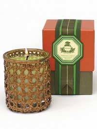 An exhilarating fragrance filled with Lime & Orange Blossoms, and surrounded by the beauty of Night-Blooming Sampaguita, Honeysuckle, and Jasmine. Amber Woods, Smoky Patchouli and Oak Moss. Agraria's 7 oz. Perfume Candles are presented in a sophisticated triple hexagon woven cane holder that has been richly antiqued to compliment the finest décor.