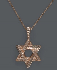 Looking for the perfect Bat Mitzvah gift? Effy Collection's dazzling Star of David Pendant shines with the addition of sparkling, round-cut diamonds (1/10 ct. t.w.) and a unique 14k rose gold setting. Approximate length: 18 inches. Approximate drop (including bale): 1-1/8 inches.