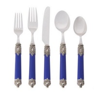 Hampton Forge Silversmiths San Remo 20-Piece Flatware Set, Blue Hampton Forge Silversmiths San Remo 20-Piece Flatware Set, Blue