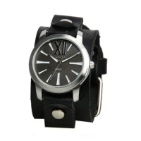 Nemesis Women's GB065KW Exclusive Collection Roman Black Leather Cuff Watch Nemesis Women's GB065KW Exclusive Collection Roman Black Leather Cuff Watch