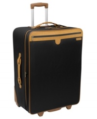 Love at first flight. Looks smart and packs smart for smooth travel, this durable suitcase expands up to 2 to make even more room for your essentials. A versatile design you won't want to leave home without features an exterior easy-access pocket for airport necessities, restraining straps to hold clothes securely, mesh pockets for organization and a removable garment sleeve for organized trips. Lifetime warranty. Love at first flight. Looks smart and packs smart for smooth travel, this durable suitcase expands up to 2 to make even more room for your essentials. A versatile design you won't want to leave home without features an exterior easy-access pocket for airport necessities, restraining straps to hold clothes securely, mesh pockets for organization and a removable garment sleeve for organized trips. Lifetime warranty.