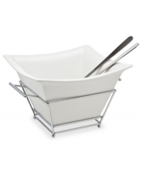 Set a smarter table with the versatile Piazza salad bowl from Godinger. Sleek porcelain in a handled rack offers a look that's truly timeless and designed with the host in mind. Set a smarter table with the versatile Piazza salad bowl from Godinger. Sleek porcelain in a handled rack offers a look that's truly timeless and designed with the host in mind.
