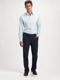 Impeccably tailored in a lightweight cotton blend, this modern-fitting silhouette blends perfectly into your work and after-work wardrobe.Button-front78% cotton/18% nylon/4% spandexDry cleanImported