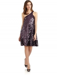 THE LOOKAllover sequinsOne-shoulder styleAsymmetrical necklineGentle ruchingSide zip with hook-and-eye closureTHE FITAbout 36 from shoulder to hemTHE MATERIALNylonFully linedCARE & ORIGINDry cleanImportedModel shown is 5'10½ (179cm) wearing US size 4. THE LOOKAllover sequinsOne-shoulder styleAsymmetrical necklineGentle ruchingSide zip with hook-and-eye closureTHE FITAbout 36 from shoulder to hemTHE MATERIALNylonFully linedCARE & ORIGINDry cleanImportedModel shown is 5'10½ (179cm) wearing US size 4.