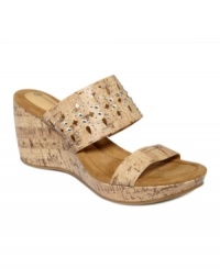 The Priscilla wedge sandals by Giania Bernini feature microsuede padded footbeds with shock-absorbing layers for ultimate comfort. A sparkled vamp adds sizzle. The Priscilla wedge sandals by Giania Bernini feature microsuede padded footbeds with shock-absorbing layers for ultimate comfort. A sparkled vamp adds sizzle.