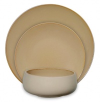Gibson Urban Bistro 12-Piece Reactive Tutone Stoneware Dinnerware Set, Amber/Cream