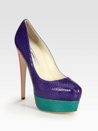 The sky is the limit with this towering platform silhouette of luxe multicolored snakeskin. Self-covered heel, 6 (150mm)Covered platform, 2 (50mm)Compares to a 4 heel (100mm)Snakeskin upperLeather lining and solePadded insoleMade in Italy The sky is the limit with this towering platform silhouette of luxe multicolored snakeskin. Self-covered heel, 6 (150mm)Covered platform, 2 (50mm)Compares to a 4 heel (100mm)Snakeskin upperLeather lining and solePadded insoleMade in Italy