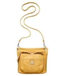 Add a pop of sunny color to your wardrobe with this soft, pebble leather silhouette from Giani Bernini. Sleek, silver-tone hardware featuring signature cutout plaque, delicate dome studs and oversized zipper pulls add dimension, while plenty of pockets and compartments offer exceptional organization. Add a pop of sunny color to your wardrobe with this soft, pebble leather silhouette from Giani Bernini. Sleek, silver-tone hardware featuring signature cutout plaque, delicate dome studs and oversized zipper pulls add dimension, while plenty of pockets and compartments offer exceptional organization.