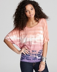 Splashed with a tie-dye print, this Hard Tail tee lends serious cool (and color) to your favorite jeans. Splashed with a tie-dye print, this Hard Tail tee lends serious cool (and color) to your favorite jeans.