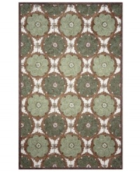 Perfect vision. Tickle the eye with the pleasing medallion pattern and fresh sage hue of Liora Manne's Lakai Circles rug from the Promenade collection. Hand hooked of a durable, UV stabilized polypropylene-acrylic blend, this dynamic rug can be used virtually anywhere, indoors or out. Perfect vision. Tickle the eye with the pleasing medallion pattern and fresh sage hue of Liora Manne's Lakai Circles rug from the Promenade collection. Hand hooked of a durable, UV stabilized polypropylene-acrylic blend, this dynamic rug can be used virtually anywhere, indoors or out.