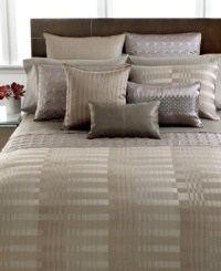 Dream details! The Hotel Collection Atrium duvet cover provides a chic, modern touch to your bed with a gray striped landscape of overlapping rayon, polyester and cotton fabrics. Button closure. Dream details! The Hotel Collection Atrium duvet cover provides a chic, modern touch to your bed with a gray striped landscape of overlapping rayon, polyester and cotton fabrics. Button closure.