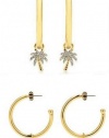 Juicy Couture Earrings Charmy Hoops Gold w Pave Palm Tree Charm