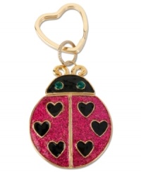 The love bug. This ladybug key chain from Betsey Johnson is crafted from antique gold-tone mixed metal with fuchsia glitter and green glass crystal accents for a whimsical touch. Item comes packaged in a signature Betsey Johnson Gift Box. Approximate drop: 4 inches. The love bug. This ladybug key chain from Betsey Johnson is crafted from antique gold-tone mixed metal with fuchsia glitter and green glass crystal accents for a whimsical touch. Item comes packaged in a signature Betsey Johnson Gift Box. Approximate drop: 4 inches.