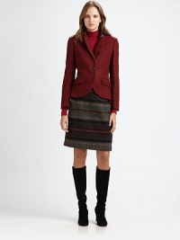 A feminine fit meets timeless tailoring to create a wool blazer with a hint of stretch for a fantastic fit.Notched collarThree-button closurePrincess seamsFlap pocketsButton-tab detail at backAbout 22 from shoulder to hemVirgin wool/nylonDry cleanImported Model shown is 5'11 (180cm) wearing US size 4. A feminine fit meets timeless tailoring to create a wool blazer with a hint of stretch for a fantastic fit.Notched collarThree-button closurePrincess seamsFlap pocketsButton-tab detail at backAbout 22 from shoulder to hemVirgin wool/nylonDry cleanImported Model shown is 5'11 (180cm) wearing US size 4.