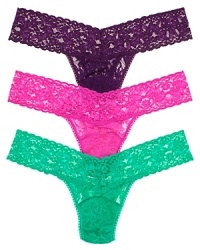 A soft stretchy lace low-rise thong with a thick signature lace waistband in new fashion colors! Style #4911 A soft stretchy lace low-rise thong with a thick signature lace waistband in new fashion colors! Style #4911