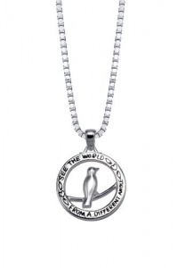 Sterling Silver See The World From A Different Angle Reversible Bird Pendant Necklace, 18 Sterling Silver See The World From A Different Angle Reversible Bird Pendant Necklace, 18
