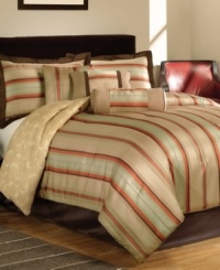 Dream catcher. Featuring desert hues and an elegant striped jacquard, the Spicy Ombré comforter set casts a calming allure. Featuring decorator details like a printed comforter reverse, twisted cord trim and three distinctive decorative pillows, this set has all the components you need to give your room a warm, soothing glow. (Clearance)
