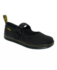 A comfortable walking shoe with a casual edge. The Carnaby flats by Dr. Martens feature contrast stitching and eye-catching hardware for a look that asserts confidence. A comfortable walking shoe with a casual edge. The Carnaby flats by Dr. Martens feature contrast stitching and eye-catching hardware for a look that asserts confidence.