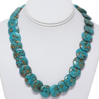 Round Green Turquoise Howlite Necklace 18 Inch With Lobster Clasp Round Green Turquoise Howlite Necklace 18 Inch With Lobster Clasp